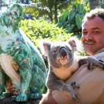 Artist Bruce Whittaker with his painted Hello Koala